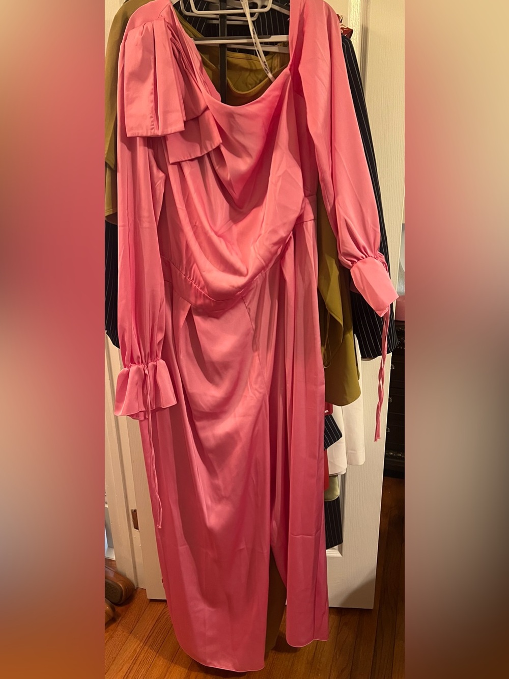 Asos Luxe Satin Off Shoulder Jumpsuit - Picture 3 of 3